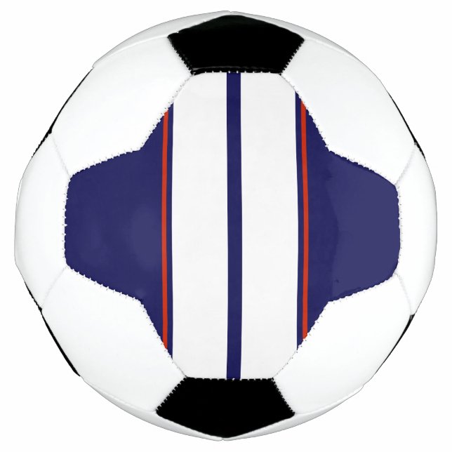 Classy Red, White, and Blue Racing Stripes Soccer Ball (Front)
