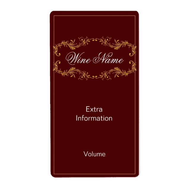 Classy Red Wine Label (Front)