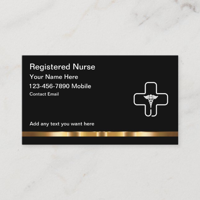 Classy Registered Nurse Medical Business Cards (Front)