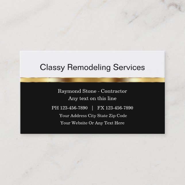 Classy Remodeling Business Cards (Front)