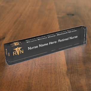 Classy Retired Medical Nurse Desk Nameplate