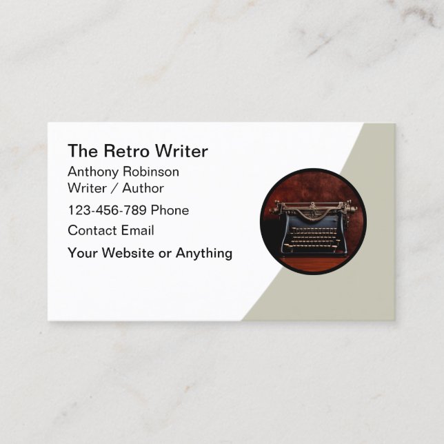 Classy Retro Book Author Writer  Business Card (Front)