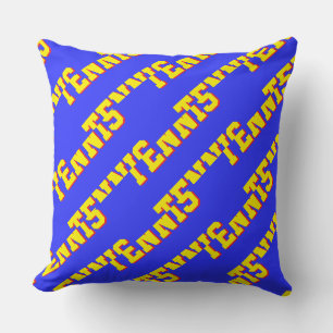 Classy Retro Bright Yellow TENNIS Text On Green Cushion