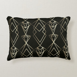 Classy Retro Design in Black and Gold Decorative Cushion