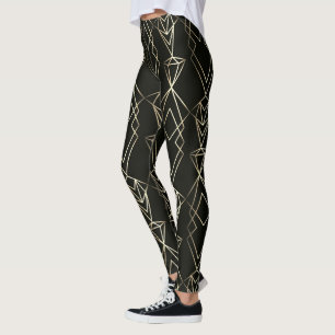 Classy Retro Design in Black and Gold  Leggings