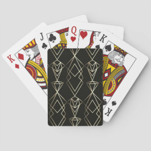 Classy Retro Design in Black and Gold Playing Cards
