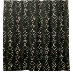 Classy Retro Design in Black and Gold Shower Curtain
