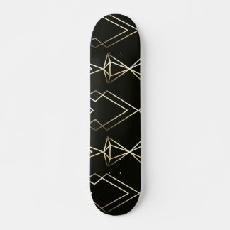 Classy Retro Design in Black and Gold Skateboard