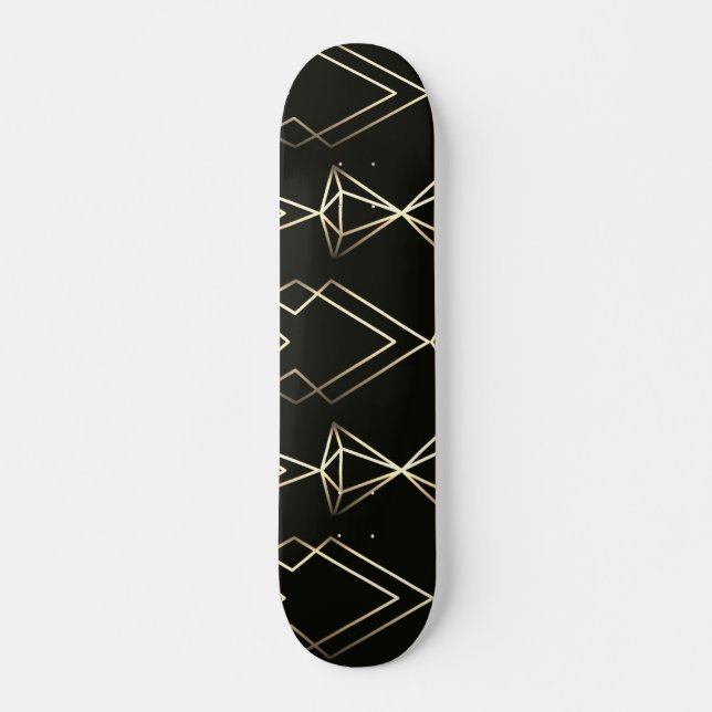 Classy Retro Design in Black and Gold  Skateboard (Front)