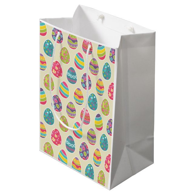 Classy Retro Easter Eggs Happy Easter Day Medium Gift Bag (Front Angled)