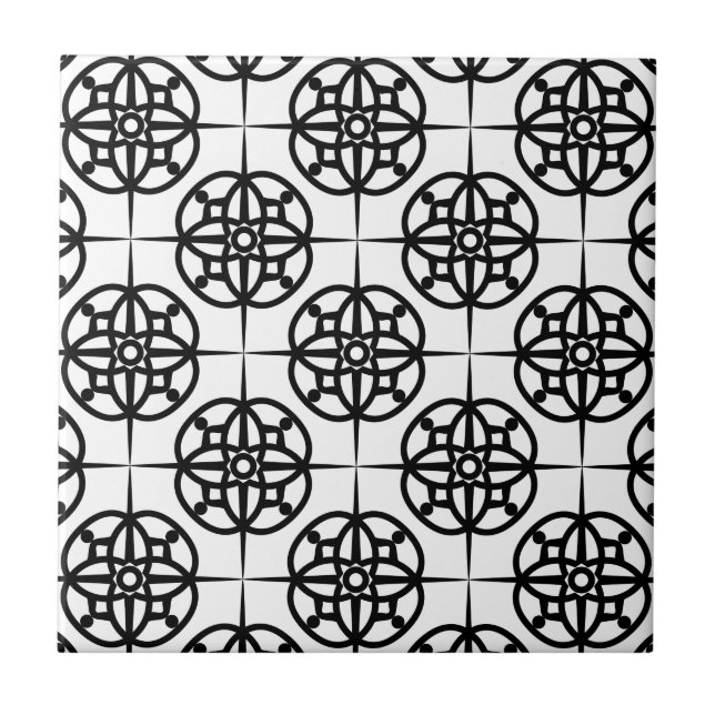 Classy Retro Vibe Geometric Pattern Tile (Front)