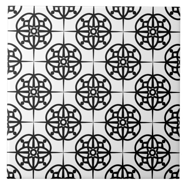 Classy Retro Vibe Geometric Pattern Tile (Front)