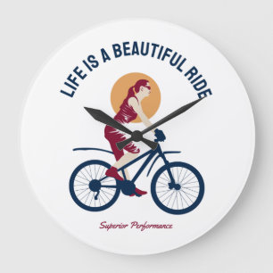 Classy Rider - Life is a Beautiful Ride Large Clock