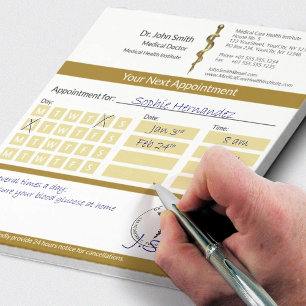 Classy Rod of Asclepius Gold Medical Appointment Notepad