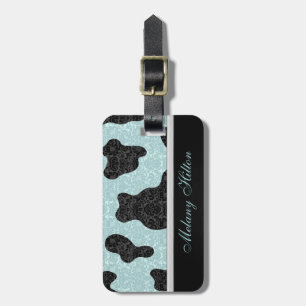 Classy romantic cow damask luggage tag