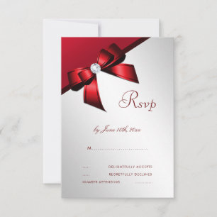 Classy Romantic Red & Silver Birthday Party RSVP Card