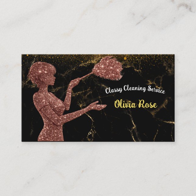 Classy Rose Cleaning Services Logo Business Card (Front)