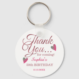 Classy Rose Gold 50th Birthday Thank You Favour    Key Ring