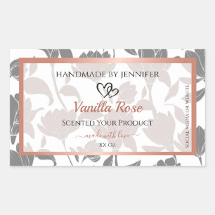 Classy Rose Gold and Grey Floral Product Labels