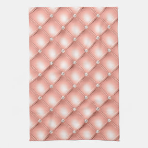 Classy Rose Gold, Faux Diamond Tufted Tea Towel