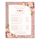 Classy Rose Gold Glitter Floral Beauty Salon Menu
