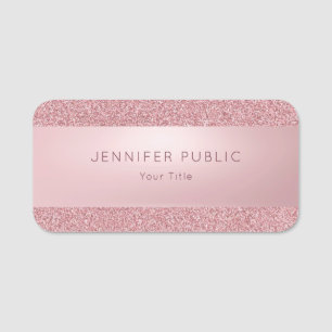 Classy Rose Gold Glitter Template Elegant Modern Name Tag