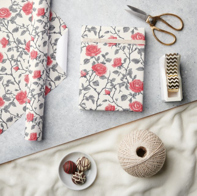 Classy Rose Greenery Wrapping Paper (Crafts)