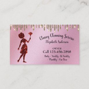 Classy Rose Logo Maid Cleaning Services Drip Business Card