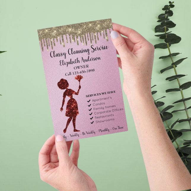 Classy Rose Logo Maid Cleaning Services Modern  Flyer (Creator Uploaded)