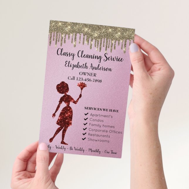 Classy Rose Logo Maid Cleaning Services Modern  Flyer (Creator Uploaded)