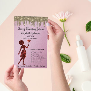 Classy Rose Logo Maid Cleaning Services Modern Flyer
