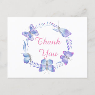 Classy Round Butterflies Thank You With Envelopes Postcard