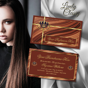 Classy Royal Brown Gold Crown Nobly and Impressive Business Card