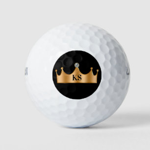 Classy Royal Monogram Crown Bling Golf Balls