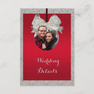 Classy Ruby Red & Sparkle Bauble Christmas Wedding Enclosure Card