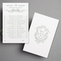 Classy Sage Green Floral 'Would She Rather' Game 