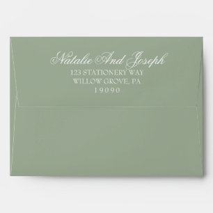 Classy Sage Green Old Money Retro Wedding Envelope