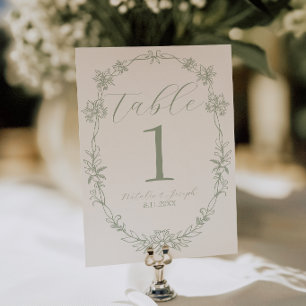 Classy Sage Green Old Money Wedding Table Number
