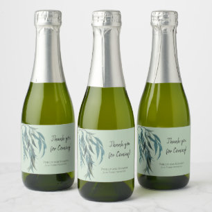 Classy Sage Green Vintage Botanical Wedding Theme Sparkling Wine Label