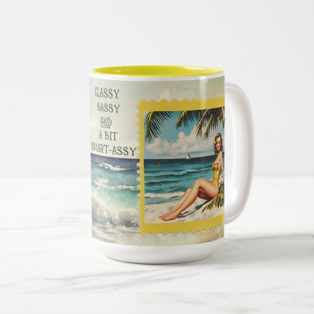 CLASSY SASSY AND A BIT SMART-ASSY Two-Tone COFFEE MUG (Front Right)