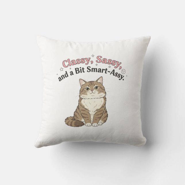 Classy, Sassy & Smart-Assy Cat Design Cushion (Back)