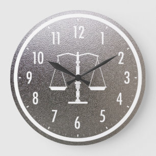 Classy Scales of Justice   Graphic Metallic Large Clock