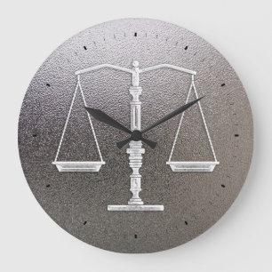 Classy Scales of Justice   Graphic Metallic Large Clock