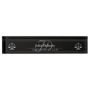 Classy Scales of Justice   White Black Nameplate