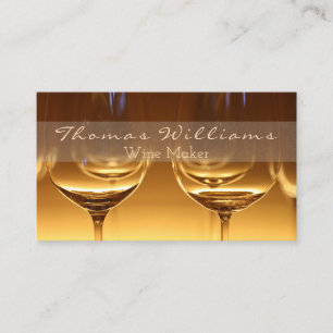 Classy Script Gold Winery Glasses Wine Maker Business Card