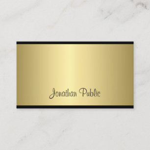 Classy Script Modern Sleek Glamourous Gold Look Business Card