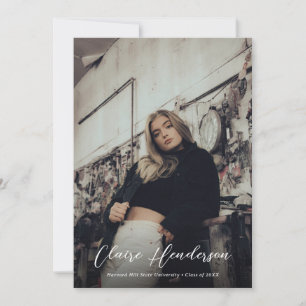 Classy Script Photo Collage QR Code Graduation Announcement