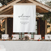 Classy Script Welcome To Our Wedding Fabric Sign
