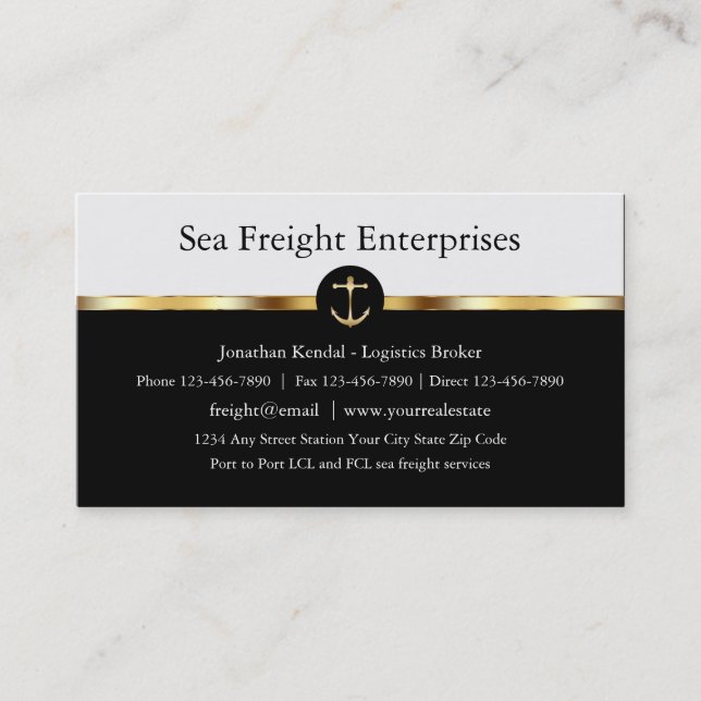 Classy Sea Freight Business Card (Front)
