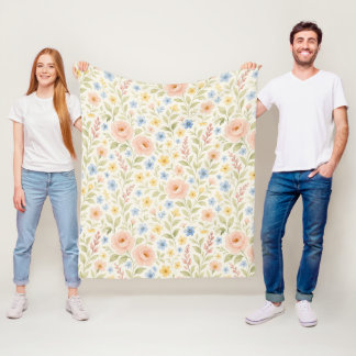 Classy Shabby Chic French Floral Art Pattern Fleece Blanket